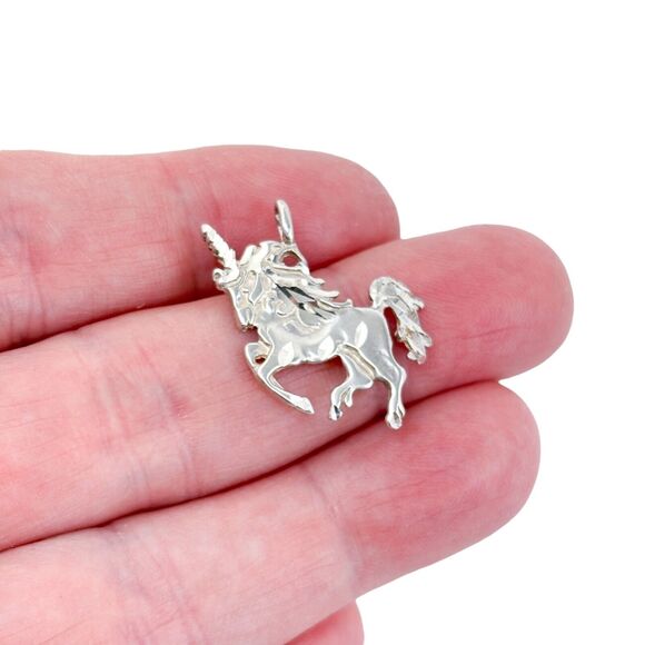Vintage Sterling Silver 925 Prancing Unicorn Pendant - Picture 1 of 6